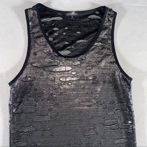 Eddie Valentin Designer Tank Charcoal Acid Sheer Distressed